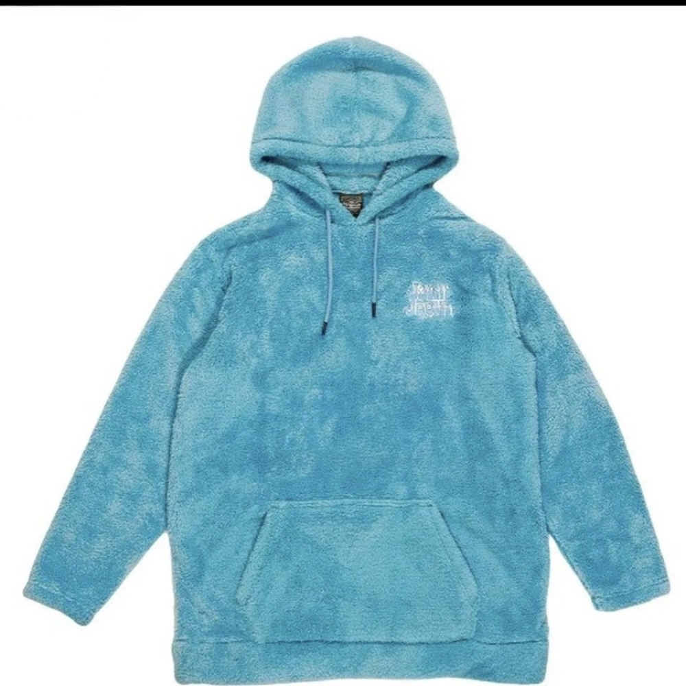 Janis Joplin Yellow Daisies Blue Sherpa Fleece Pullover Hoodie XL